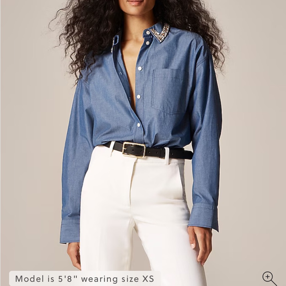 NWT J crew Étienne oversized shirt in embellished lightweight oxford